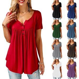 Ladies Short Sleeved T-shirt Semi Cardigan Loose